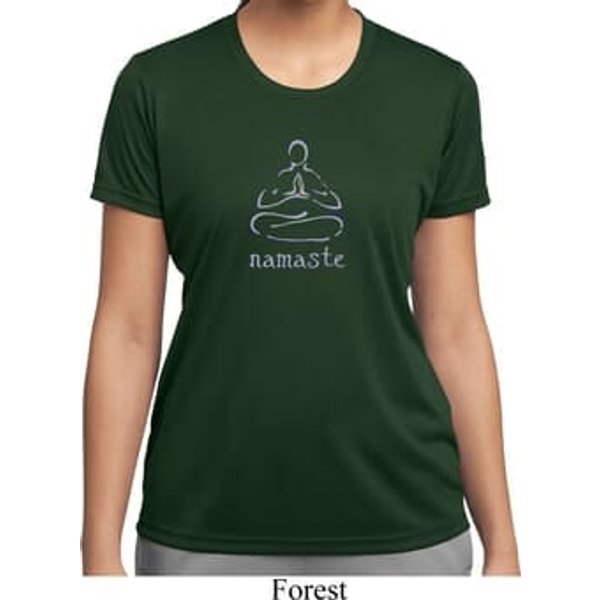 Ladies Yoga Shirt Namaste Lotus Pose Moisture Wicking Tee T-Shirt