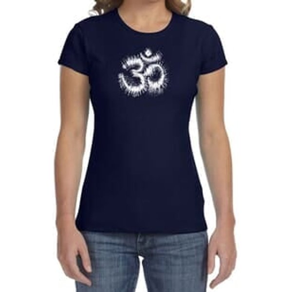 Ladies Yoga Shirt OM Tie Dye Crewneck Tee T-Shirt
