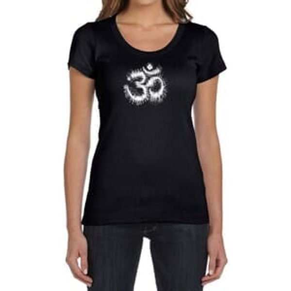 Ladies Yoga Shirt OM Tie Dye Scoop Neck Tee T-Shirt