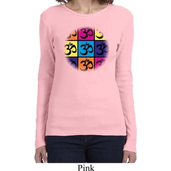 Ladies Yoga Shirt Pop Art Om Long Sleeve Tee
