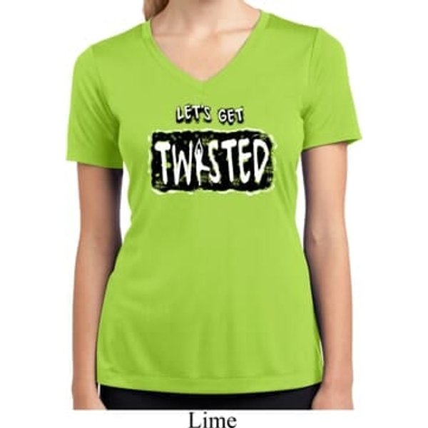 Ladies Yoga Shirt Twisted Moisture Wicking V-neck Tee T-Shirt