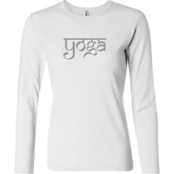 Ladies Yoga T-shirt Sanskrit Yoga Text Long Sleeve Shirt