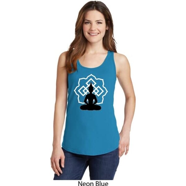 Ladies Yoga Tank Top Buddha Lotus Pose Tanktop
