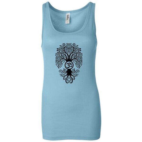 Ladies Yoga Tanktop Black Bodhi Tree Longer Length Tank Top
