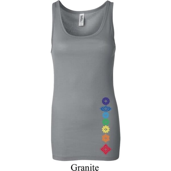 Ladies Yoga Tanktop Floral Chakras Bottom Print Longer Length Tank Top