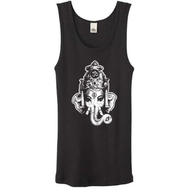 Ladies Yoga Tanktop Ganesha Head Black Organic Tank Top