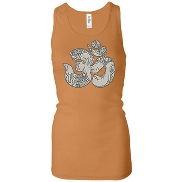 Ladies Yoga Tanktop Ganesha OM Longer Length Racerback Tank Top