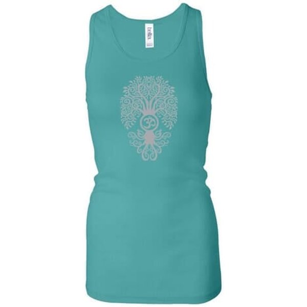 Ladies Yoga Tanktop Grey Bodhi Tree Longer Length Racerback Tank Top