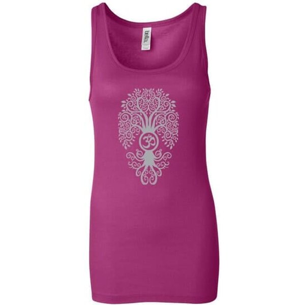 Ladies Yoga Tanktop Grey Bodhi Tree Longer Length Tank Top