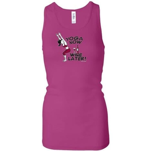 Ladies Yoga Tanktop Yoga Now Wine Later Longer Length Racerback Tank