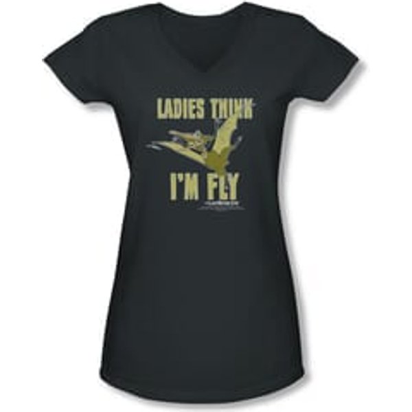 Land Before Time Shirt Juniors V Neck I'm Fly Charcoal Tee T-Shirt