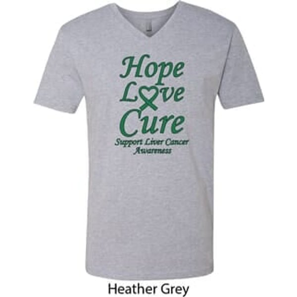 Liver Cancer Awareness Tee Hope Love Cure V-neck