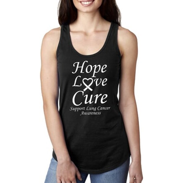 Lung Cancer Tee Hope Love Cure Ladies Ideal Racerback