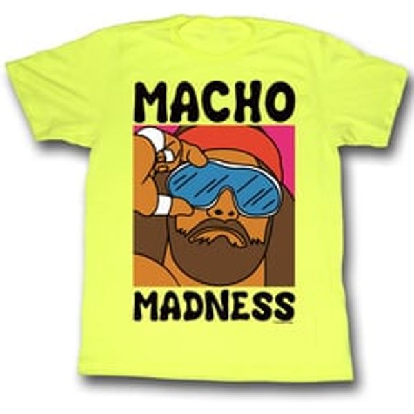 Macho Man Shirt Madness Adult Yellow Tee T-Shirt