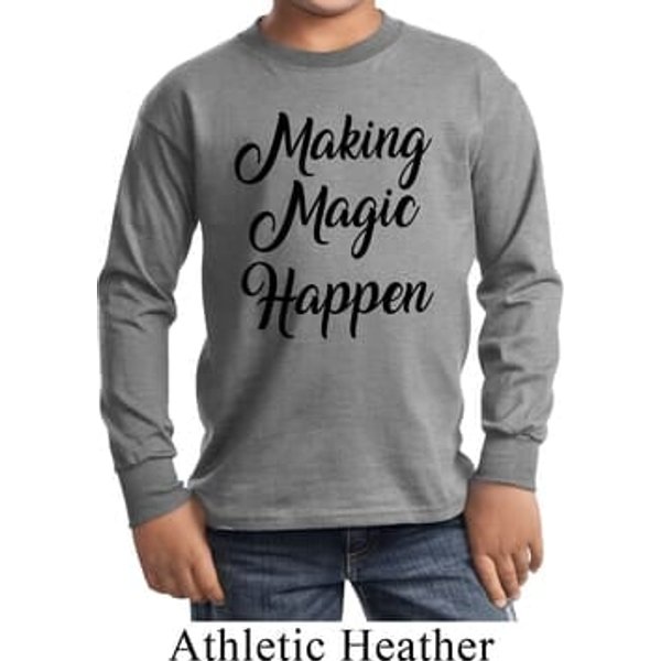 Making Magic Happen Black Print Kids Long Sleeve Shirt