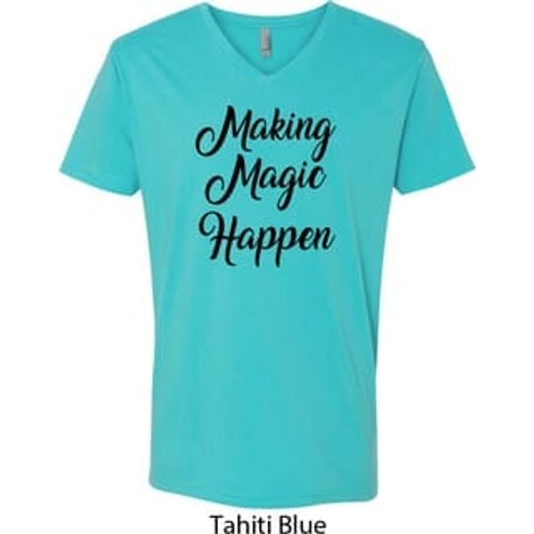 Making Magic Happen Black Print Mens V-Neck Shirt