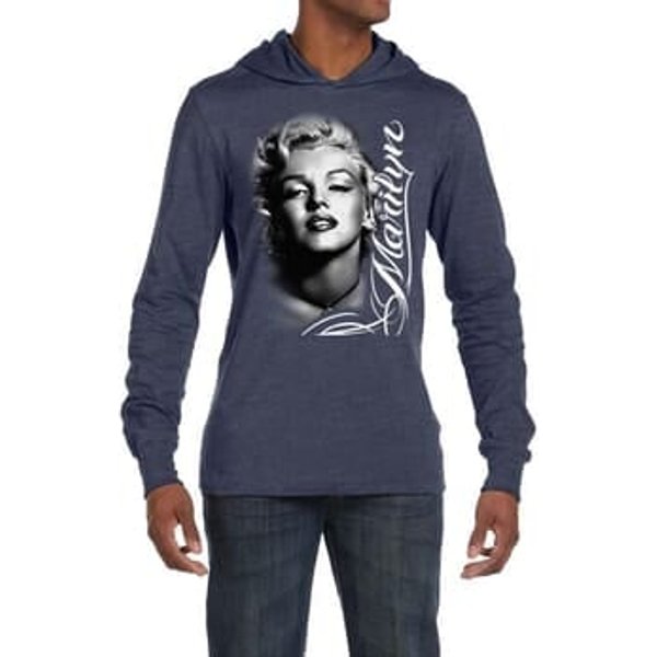 Marilyn Monroe Shirt Black and White Portrait Mens Lightweight Hoodie