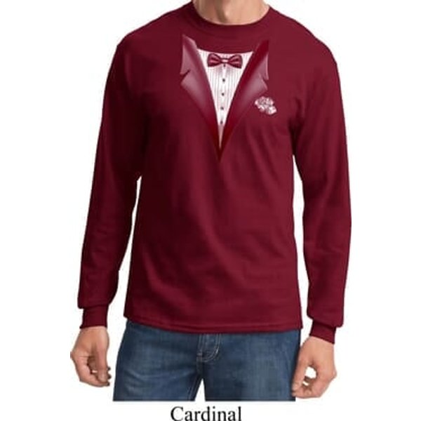 Maroon Tuxedo Long Sleeve Shirt