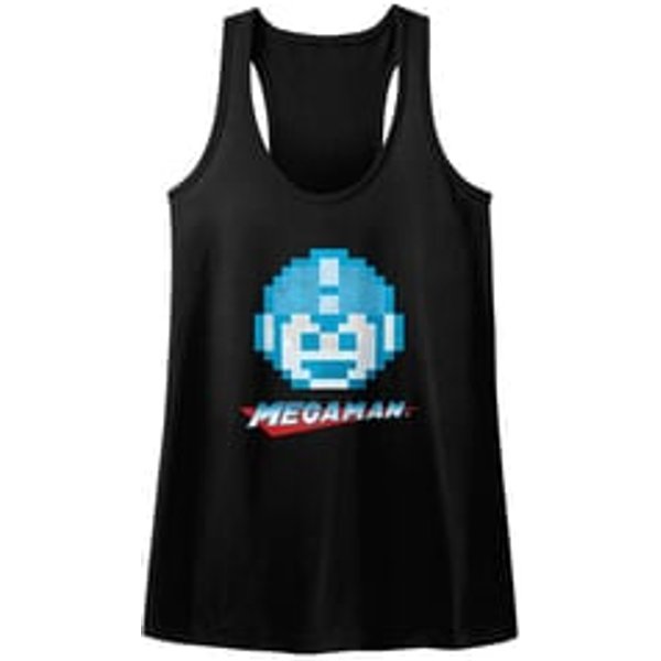 Mega Man Juniors Tank Top Face Black Racerback