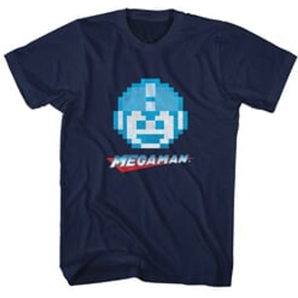 Mega Man Shirt Megaface Navy Blue T-Shirt
