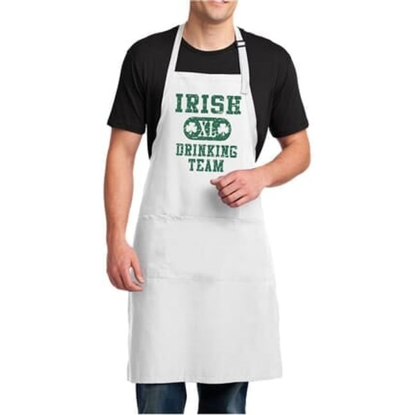 Mens Apron Irish Drinking Team Full Length Apron with Pockets