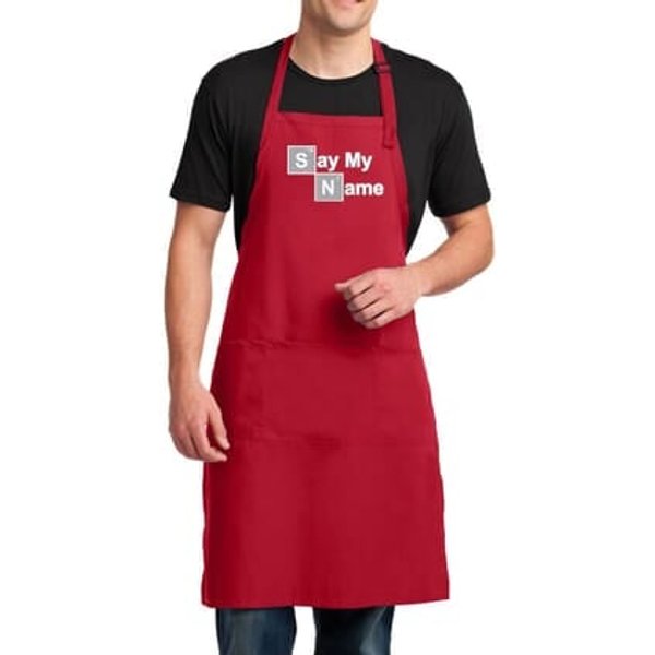 Mens Apron Say My Name Full Length Apron with Pockets