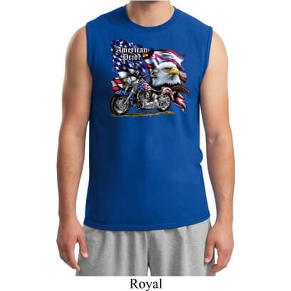 Mens Biker Shirt American Pride Motorcycle Muscle Tee T-Shirt