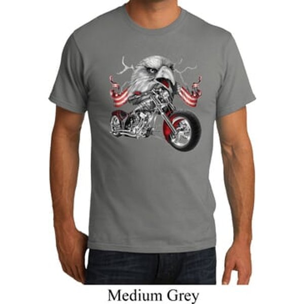 Mens Biker Shirt Eagle Biker Organic Tee T-Shirt