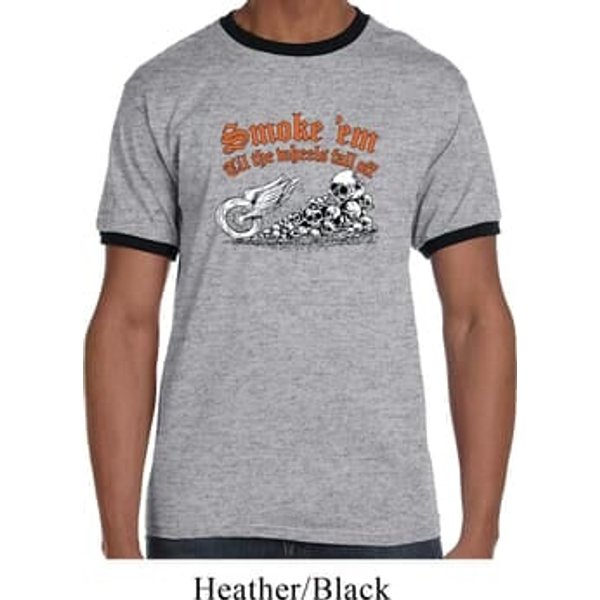 Mens Biker Shirt Smoke Em Ringer Tee T-Shirt