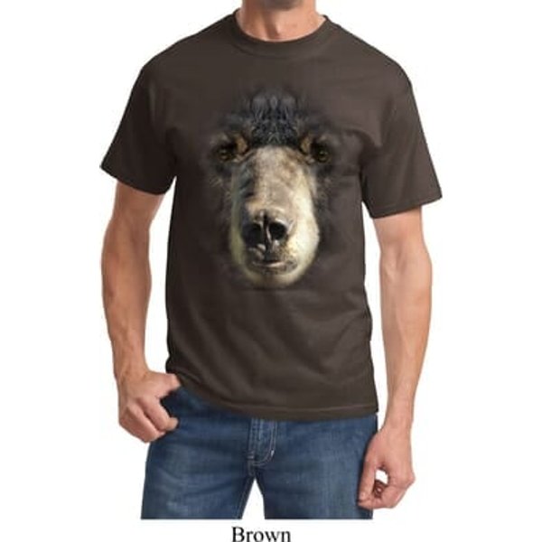 Mens Black Bear Shirt Big Black Bear Face Tee T-Shirt