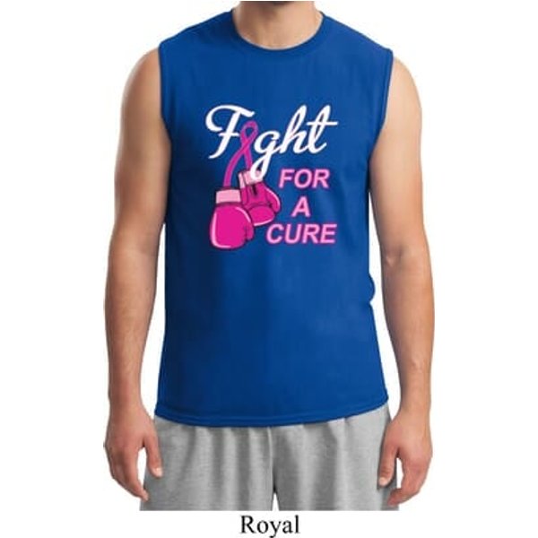 Mens Breast Cancer Awareness Shirt Fight For a Cure Muscle Tee T-Shirt