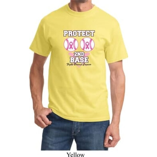 Mens Breast Cancer Awareness Shirt Protect 2nd Base Tee T-Shirt