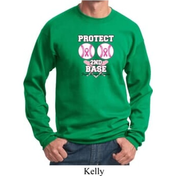 Mens Breast Cancer Awareness Sweatshirt Protect 2nd Base Sweat Shirt
