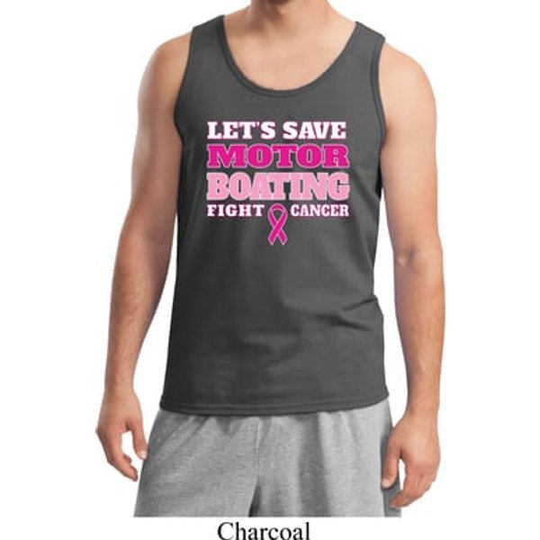 Mens Breast Cancer Awareness Tanktop Motor Boating Tank Top