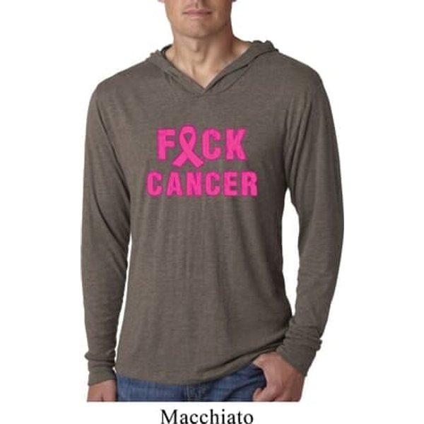 Mens Breast Cancer Shirt F*CK Cancer Lightweight Hoodie Tee T-Shirt