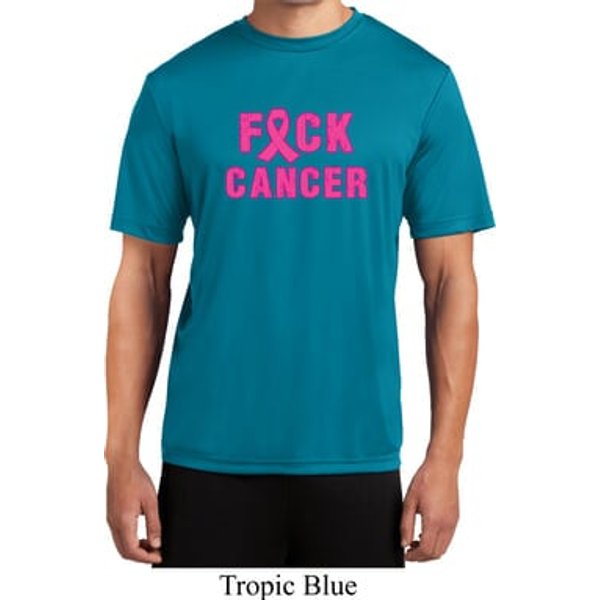 Mens Breast Cancer Shirt F*CK Cancer Moisture Wicking Tee T-Shirt