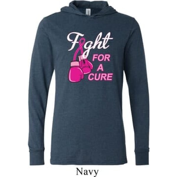 Mens Breast Cancer Shirt Fight For a Cure Lightweight Hoodie Tee
