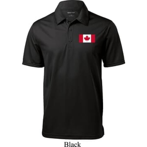 Mens Canada Polo Canadian Flag Pocket Print Textured Polo Shirt