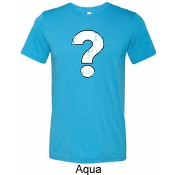 Mens Distressed Question Tri Blend Crewneck Shirt