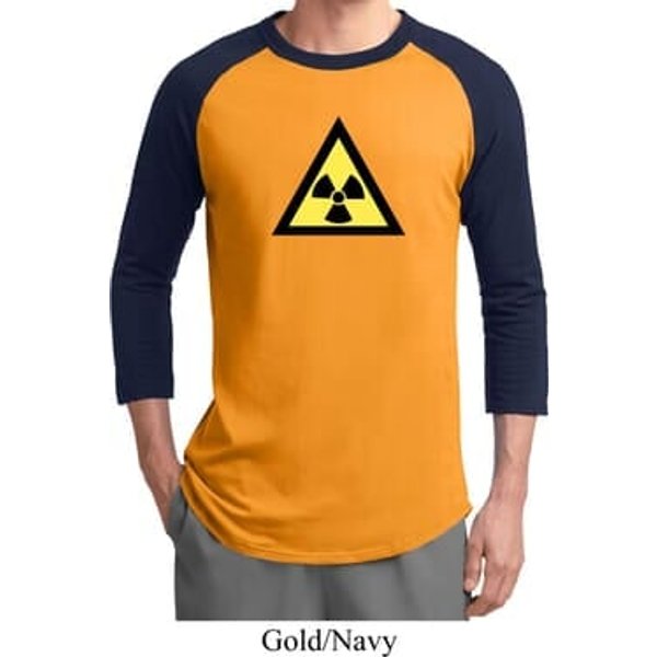 Mens Fallout Shirt Radioactive Triangle Raglan Tee T-Shirt
