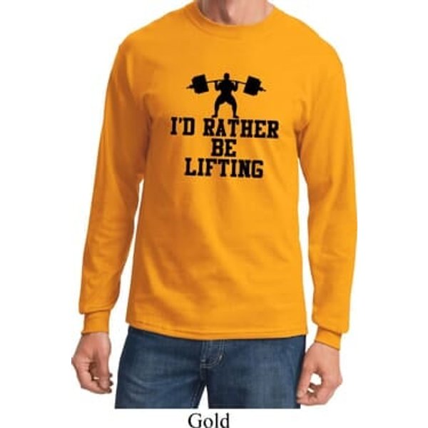 Mens Fitness Shirt I Rather Be Lifting Long Sleeve Tee T-Shirt