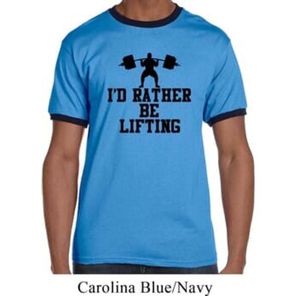 Mens Fitness Shirt I Rather Be Lifting Ringer Tee T-Shirt