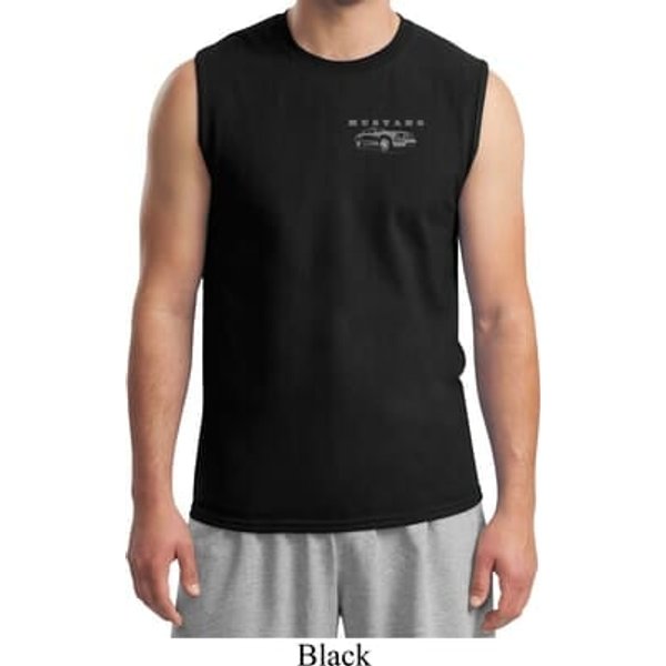 Mens Ford Mustang with Grill Pocket Print Muscle Shirt