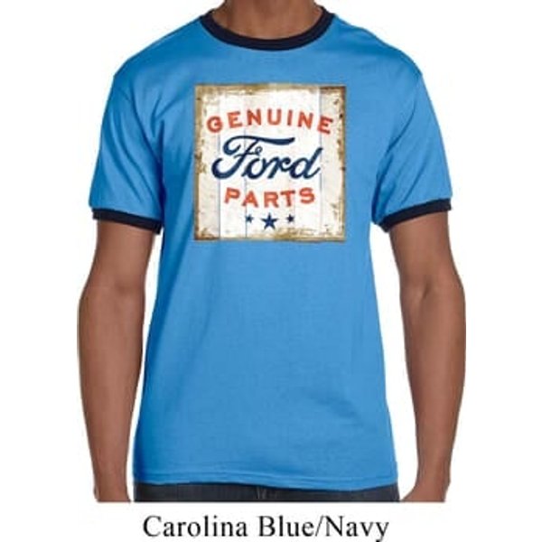 Mens Ford Shirt Distressed Genuine Ford Parts Ringer Tee T-Shirt