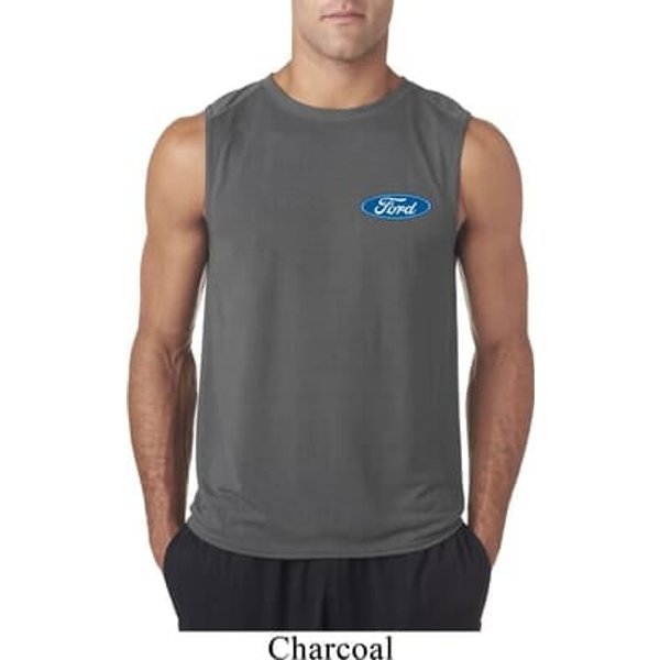 Mens Ford Shirt Ford Oval Pocket Print Sleeveless Tee T-Shirt