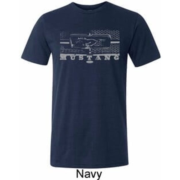 Mens Ford Shirt Mustang Honeycomb Grille Tri Blend Crewneck Shirt