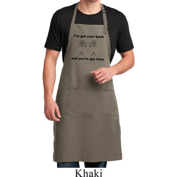 Mens Funny Apron I've Got Your Back Full Length Apron with Pockets