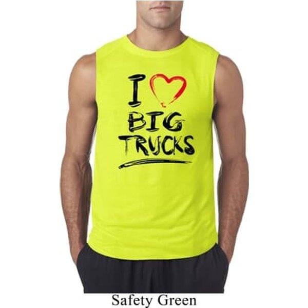 Mens Funny Shirt I Love Big Trucks Sleeveless Tee T-Shirt