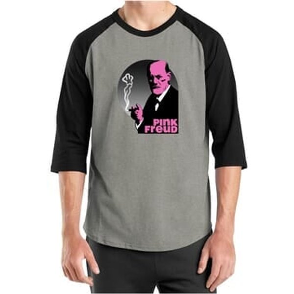 Mens Funny Shirt Pink Freud Raglan Tee T-Shirt