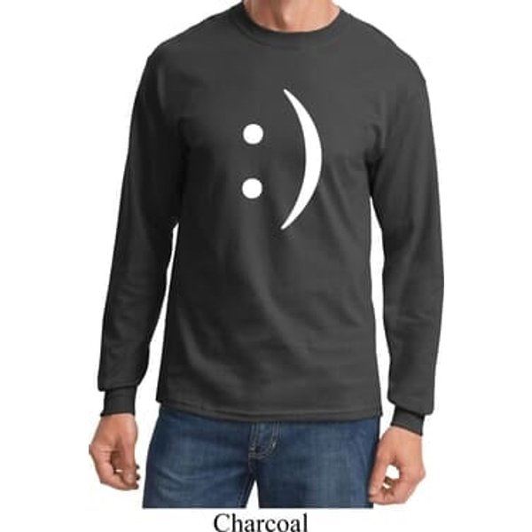 Mens Funny Shirt Smiley Chat Face Long Sleeve Tee T-Shirt